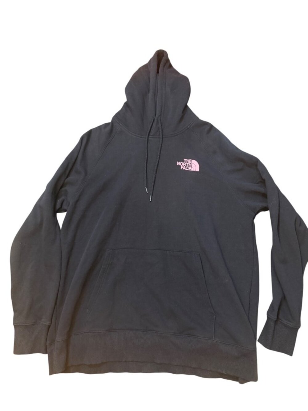 The North Face Womens Black Hoodie XL Pink Logo Fleece Lined Pullover